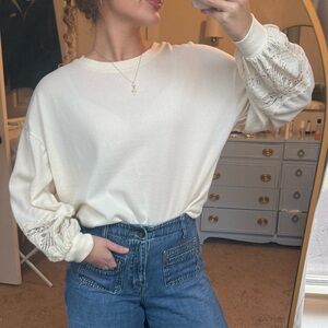 Lace - Sleeve Cream Top